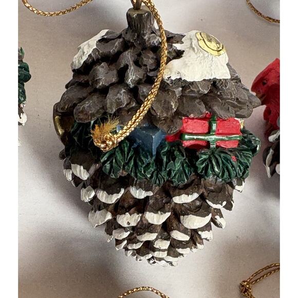 12 Animal Pinecone Christmas Ornaments Birds Bunnies Mice Raccoon Woodland - Picture 11 of 13
